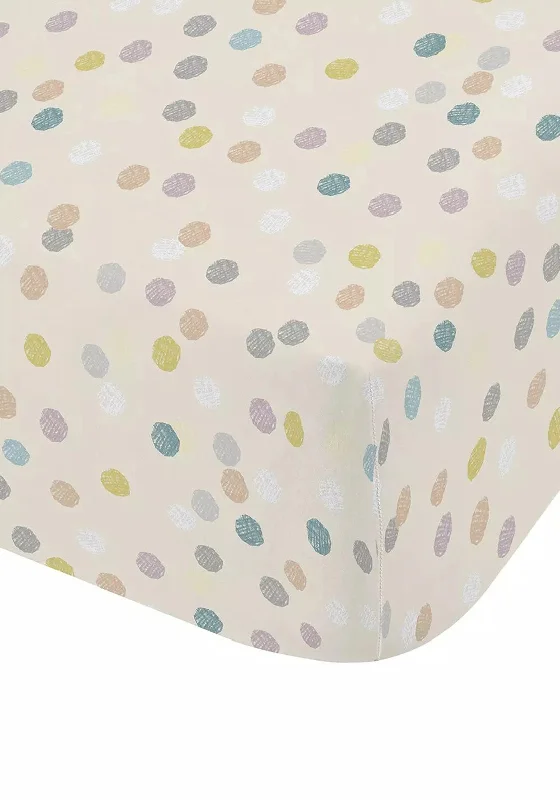 Bianca Home Brushed Balloon Spots Fitted Sheet, Natural