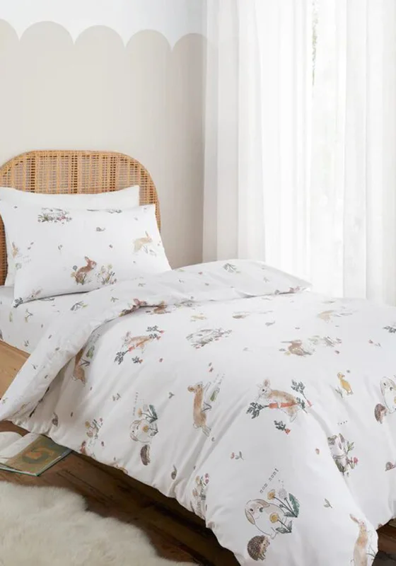 Bianca Home Bunny Rabbit Friends Duvet Set, White