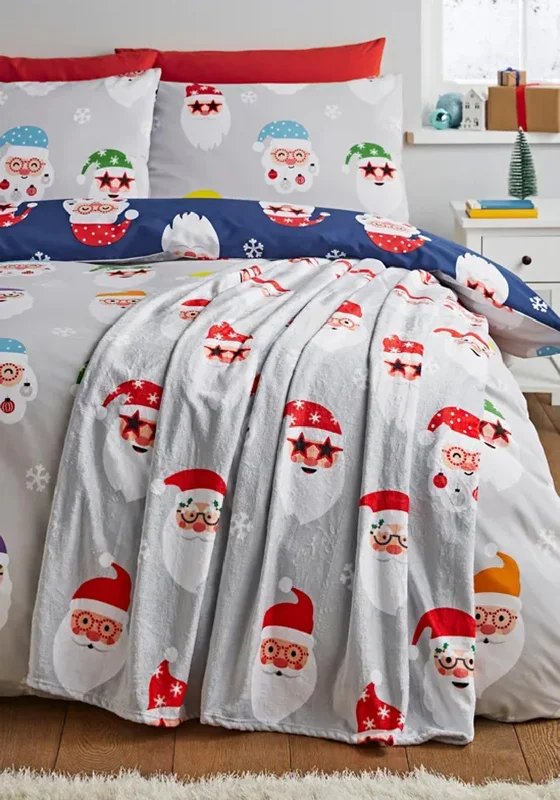 Catherine Lansfield Christmas Santa Spec-Tacular Duvet Cover Set, Grey