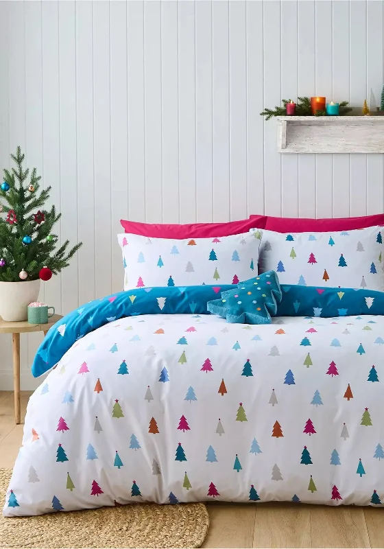 Catherine Lansfield Christmas Tree Duvet Cover Set, Multi