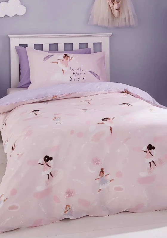 Catherine Lansfield Reversible Dancing Fairies Duvet Cover Set, Pink