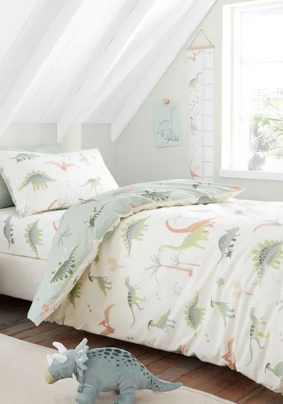 Bianca Home Kids Dinosaur Print Duvet Cover, Natural