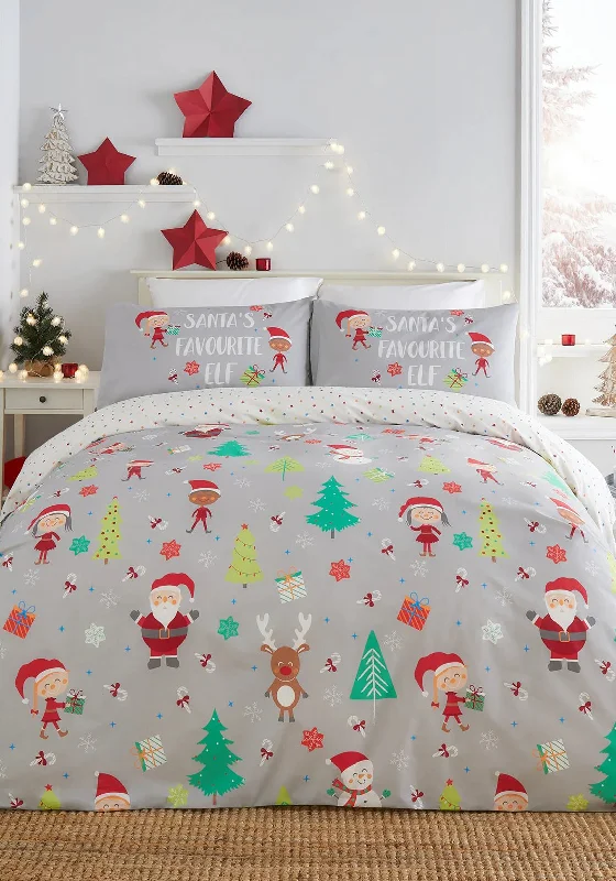 Fusion Elf and Santa Duvet Cover set, Grey