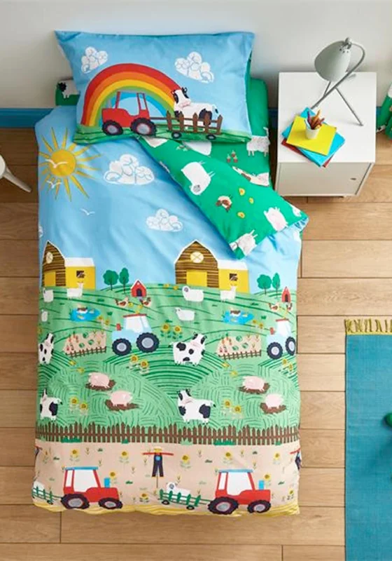 Catherine Lansfield Farmyard Animals Kids Duvet Set, Green