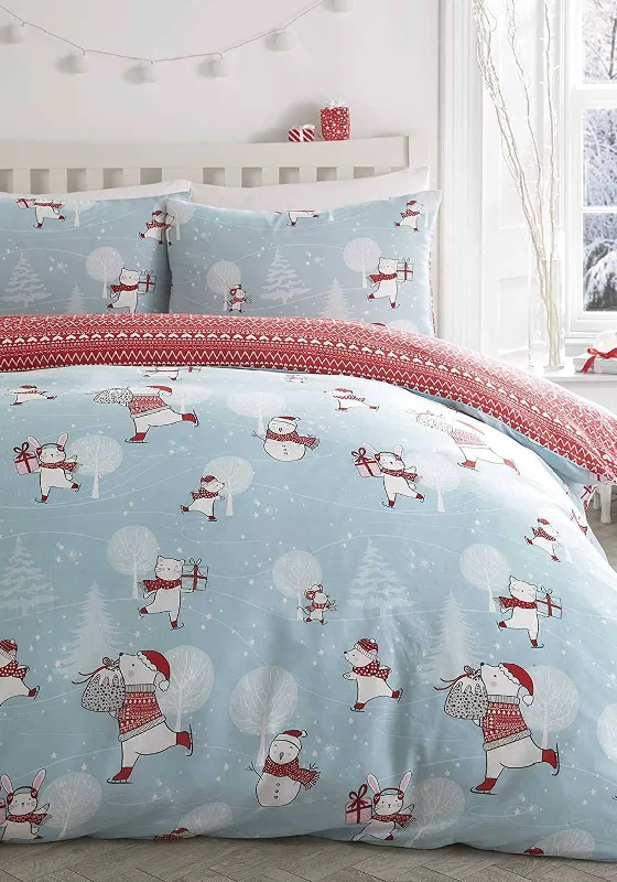 Fusion Skating Fun Duvet Set, Duck Egg