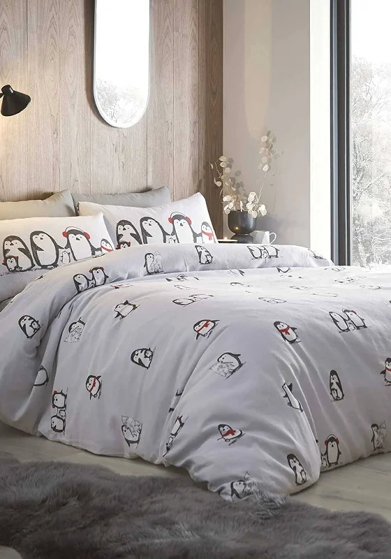 Fusion Snowy Penguin King Duvet Set, Silver