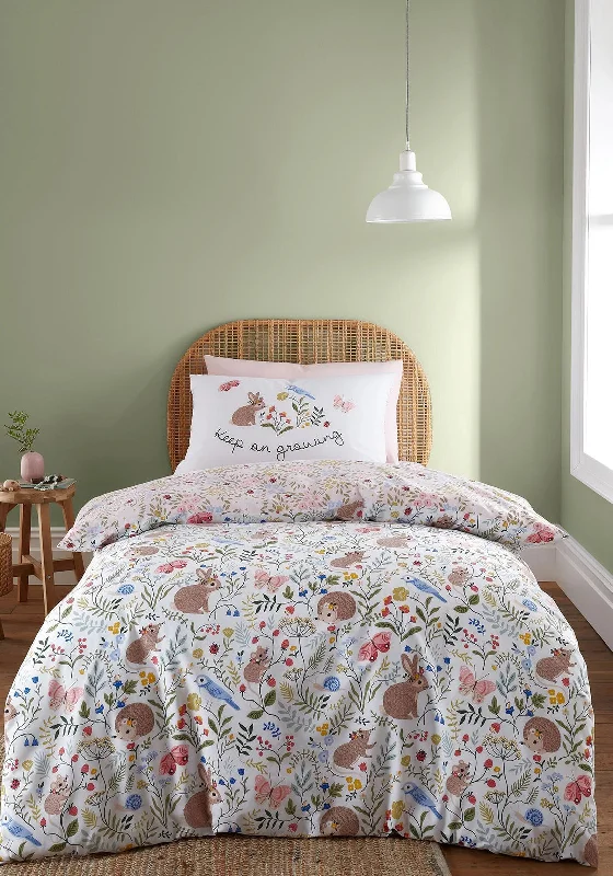 RHS Garden Animals Printed Duvet Cover Set, White