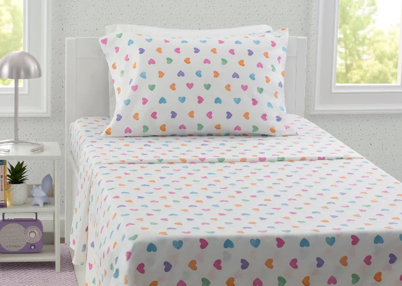 Hearts Printed 3-Piece Twin Sheet Set