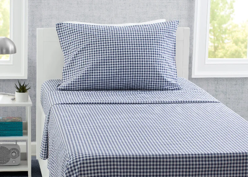 Navy Gingham 3-Piece Twin Sheet Set