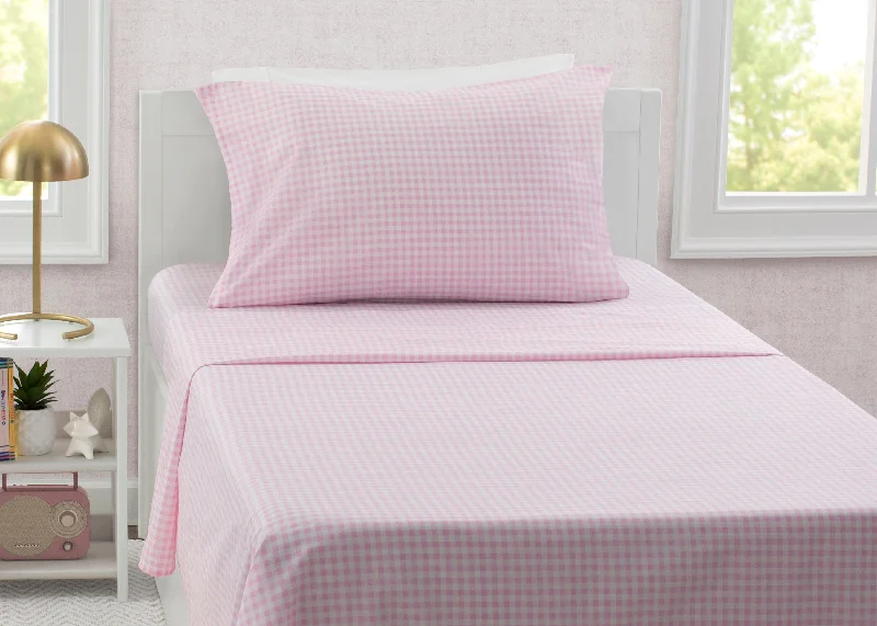 Pink Gingham 3-Piece Twin Sheet Set