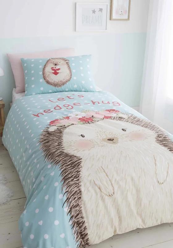 Catherine Lansfield Kids Polka Dot Hedgehog Hug Duvet Set, Blue