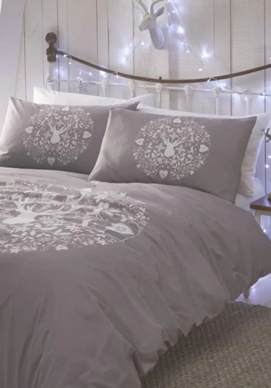 Portfolio Festive Bauble King Duvet Set, Grey