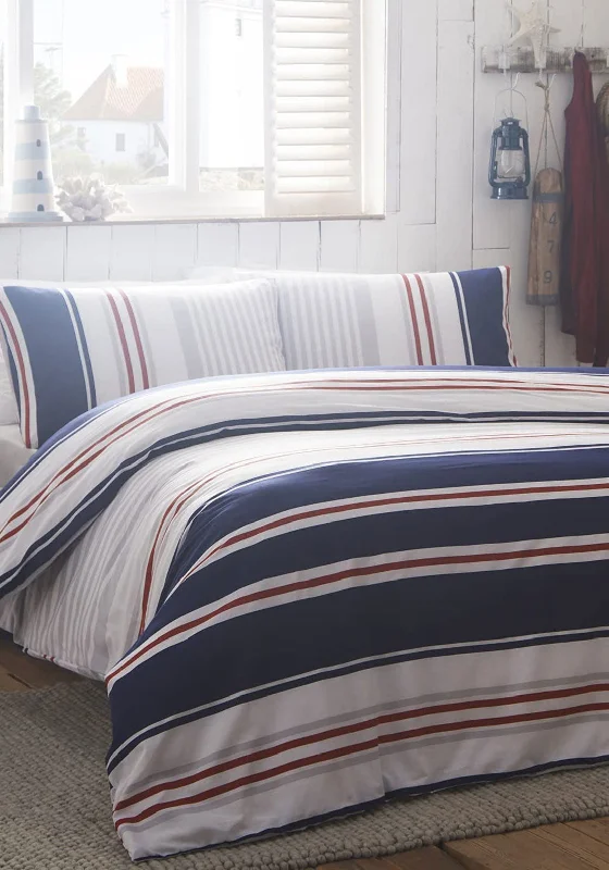 Portfolio Nautical Stripe Duvet Set, Navy Multi