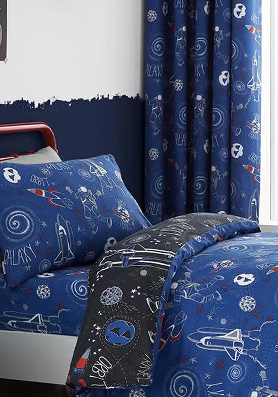 Catherine Lansfield Kids Reversible Space Adventure Duvet Set, Black