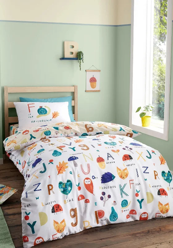 RHS Woodland Alphabet Printed Duvet Cover Set, Natural