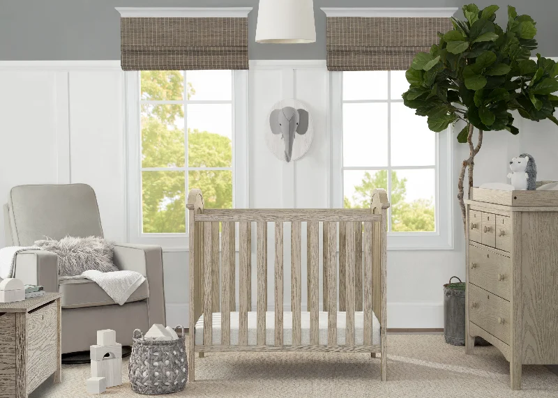 Farmhouse Mini Baby Crib with 2.75-inch Mattress